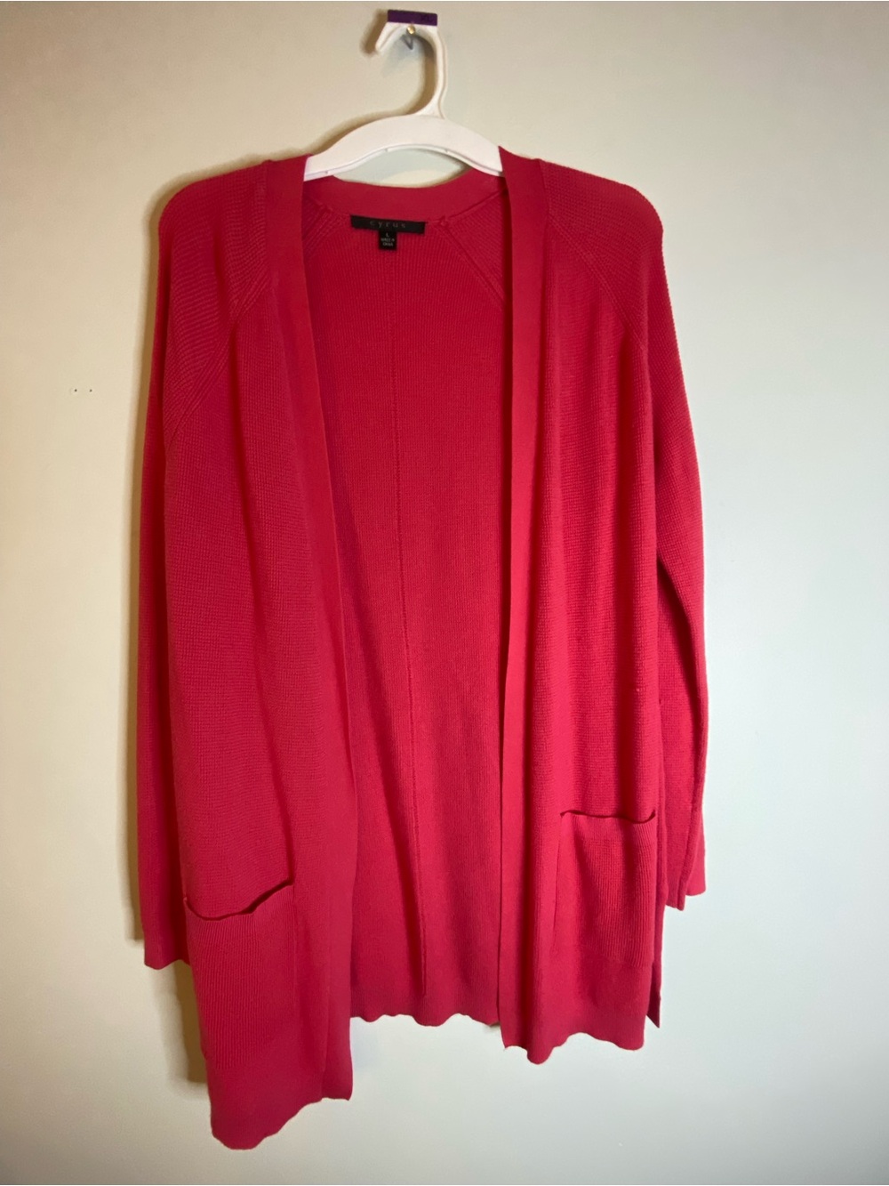 Cyrus Open-Front Pink-Red Cardigan